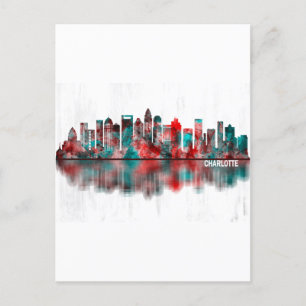 Charlotte North Carolina Skyline Feiertagspostkarte