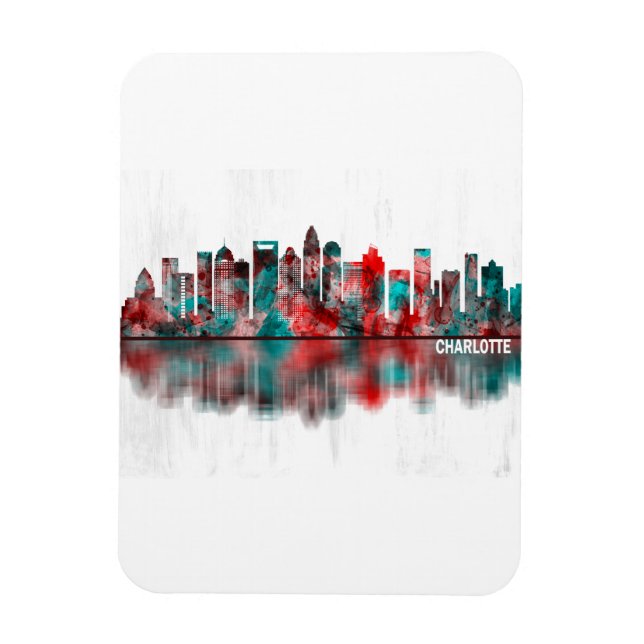 Charlotte North Carolina Skyline Magnet (Vertikal)