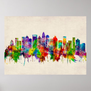 Charlotte North Carolina Skyline Poster