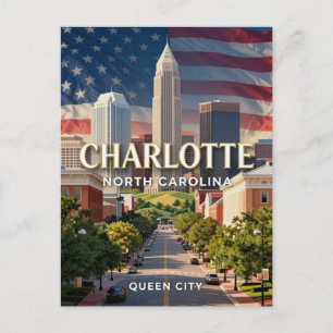 Charlotte North Carolina Skyline Reise Postkarte