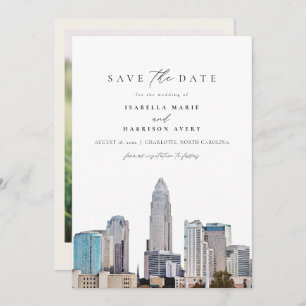 CHARLOTTE NORTH CAROLINA Skyline Save the Date Einladung