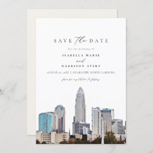 CHARLOTTE NORTH CAROLINA Skyline Save the Date Einladung