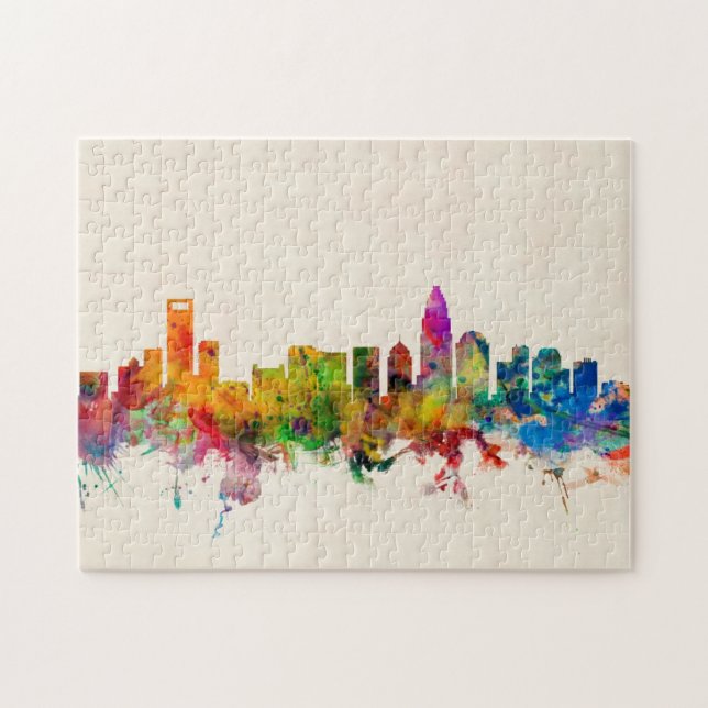 Charlotte-North Carolina-Skyline-Stadtbild Puzzle (Horizontal)