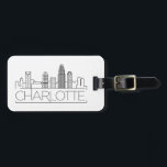 Charlotte, North Carolina Stylized Skyline  Gepäckanhänger<br><div class="desc">Ein einzigartiges Gepäckanhänger,  das die schöne Stadt Charlotte,  North Carolina,  darstellt.  Dieses Tag zeigt eine stilisierte Abbildung der einzigartigen Skyline der Stadt mit ihrem Namen darunter.</div>