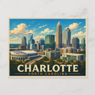 Charlotte North Carolina Vintage Reise Postkarte