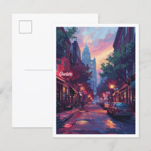 Charlotte North Carolina Vintage Reise Postkarte
