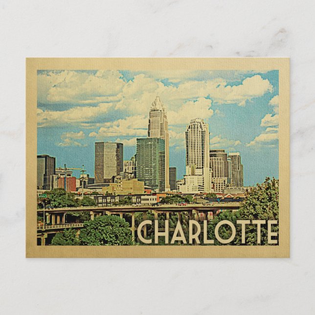 Charlotte North Carolina Vintage Travel Postkarte (Vorderseite)