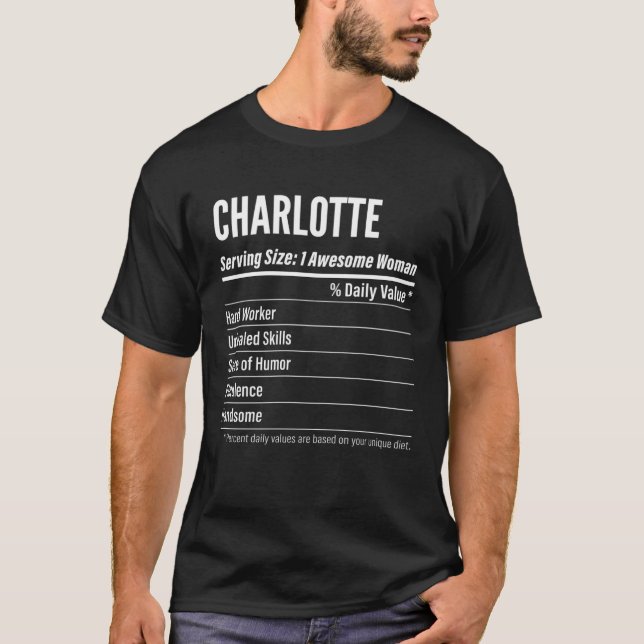 Charlotte  Nutritional Facts Serving Size Calories T-Shirt (Vorderseite)