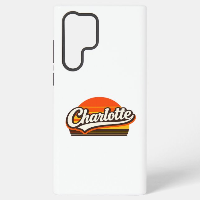 Charlotte Retro-Sonnenuntergang mit personalisiert Samsung Galaxy Hülle (Rückseite)