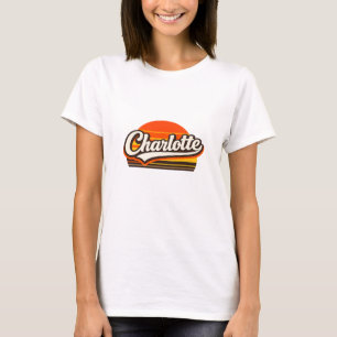 Charlotte Retro Sonnenuntergang Personalisiertes N T-Shirt