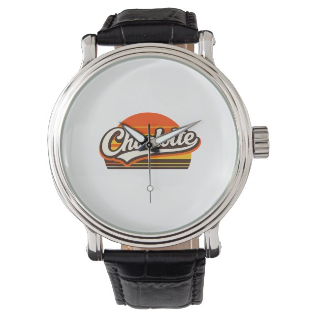 Charlotte Retro Sunset Personalized Name Design Armbanduhr (Vorderseite)