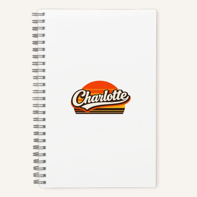 Charlotte Retro Sunset Personalized Name Design Notizbuch (Vorderseite)
