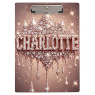 🌸Charlotte Rose Gold Glitter Name Notizen🌸 Klemmbrett