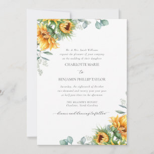 Charlotte Rustic Sunflowers Vintage Wedding Einladung