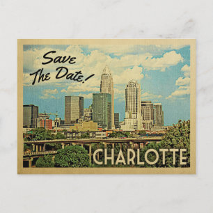 Charlotte Save the Date North Carolina Ankündigungspostkarte
