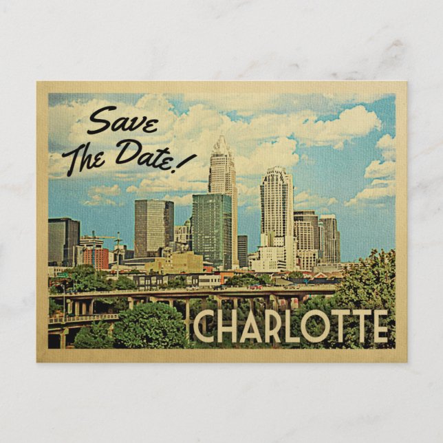 Charlotte Save the Date North Carolina Ankündigungspostkarte (Vorderseite)