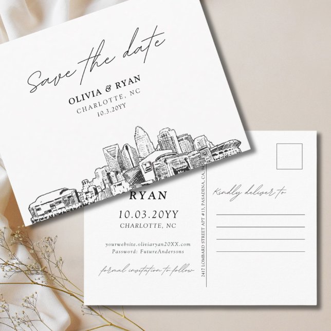 Charlotte Save the Date Postcard Wedding Postkarte (Boston Save the Date Postcard Wedding
)