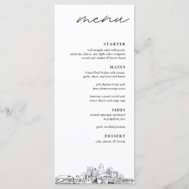 Charlotte Skyline Modern Wedding Dinner Menu Menükarte