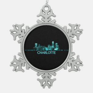 Charlotte Skyline Schneeflocken Zinn-Ornament