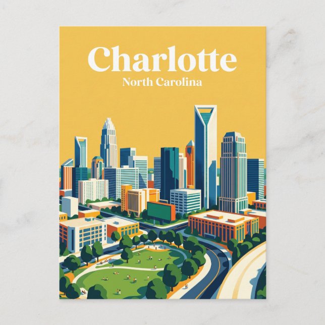 Charlotte Skyline USA Postkarte (Vorderseite)