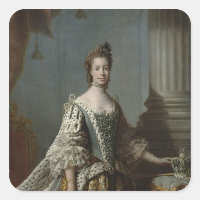 Charlotte Sophia von Mecklenburg-Strelitz, 1762 Quadratischer Aufkleber (Vorderseite)