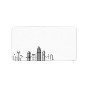 Charlotte Stylized Skyline Blindkennzeichnung Adressaufkleber