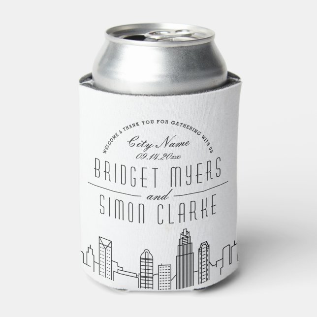 Charlotte Stylized Skyline | Wedding Can Cooler Dosenkühler (Kanne Vorderseite)