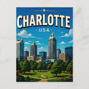 Charlotte Uptown-Silhouette Postkarte