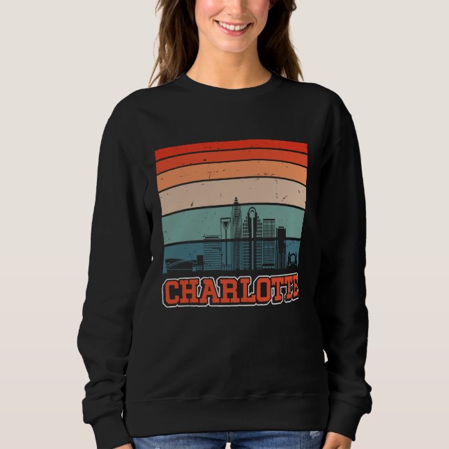 Charlotte USA Retro Vintage Sunset Skyline Charlot Sweatshirt (Vorderseite)