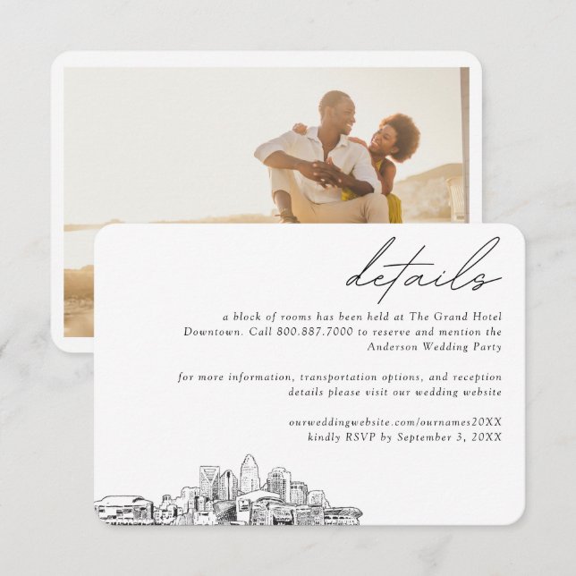 Charlotte Wedding Hotel Zimmerblock Details Begleitkarte (Vorne/Hinten)