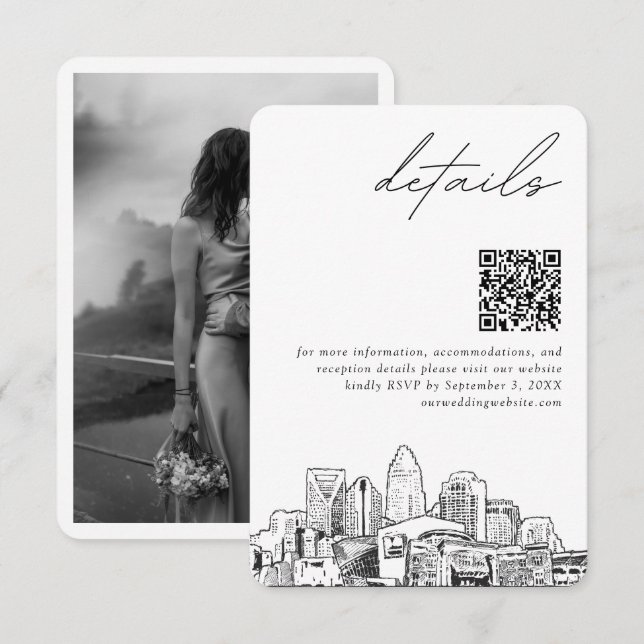 Charlotte Wedding Modern Details QR Code Klein Begleitkarte (Vorne/Hinten)