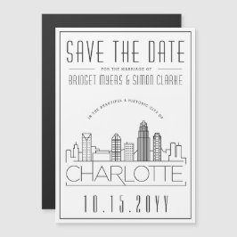 Charlotte Wedding | Stilisierte Skyline Save the D Magneteinladung