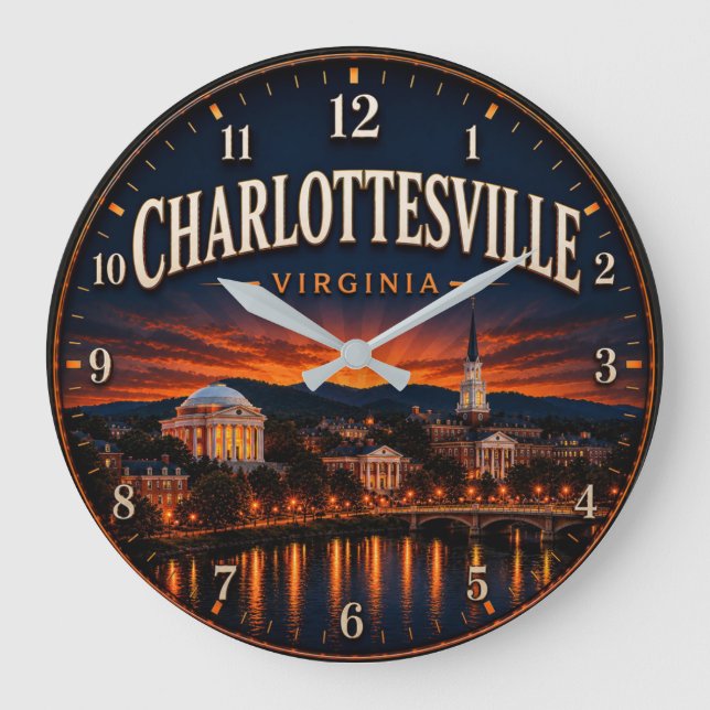Charlottesville Virginia Große Wanduhr (Vorderseite)