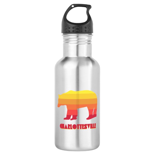 Charlottesville Virginia Rainbow Bear Edelstahlflasche (Vorderseite)