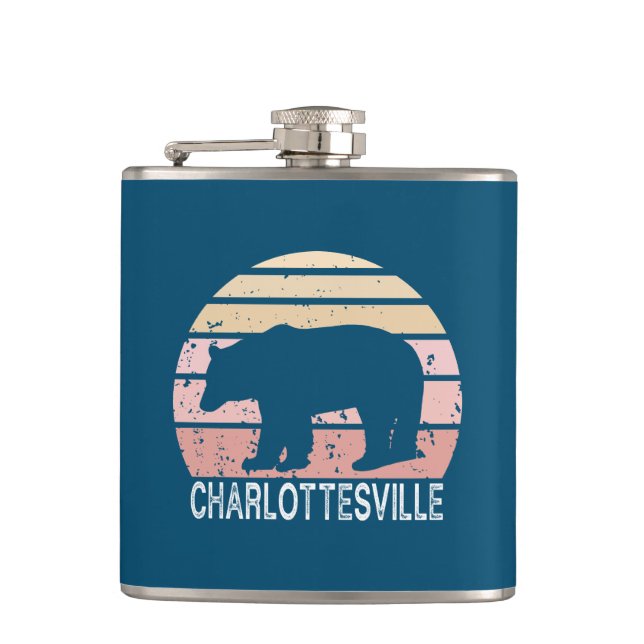 Charlottesville Virginia Retro Bear Flachmann (Vorderseite)