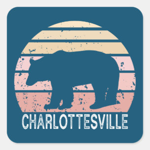 Charlottesville Virginia Retro Bear Quadratischer Aufkleber