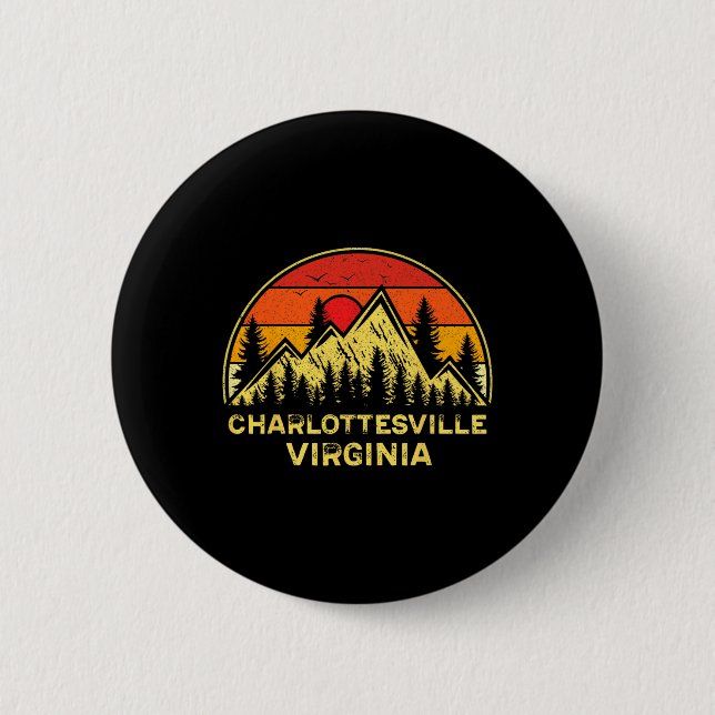 Charlottesville Virginia Va Mountains Hiking Souve Button (Vorderseite)
