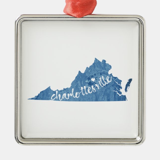 Charlottesville Virginia Wood Plaque Ornament Aus Metall (Vorne)