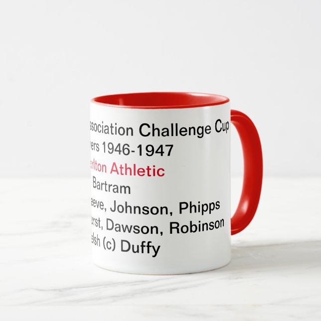 Charlton Athletic FA Cup Gewinner Tasse 1947 (VorderseiteRechts)