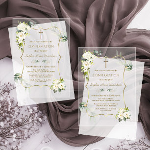 Charm Airy Greenery White Blume Bestätigung Acryleinladungen
