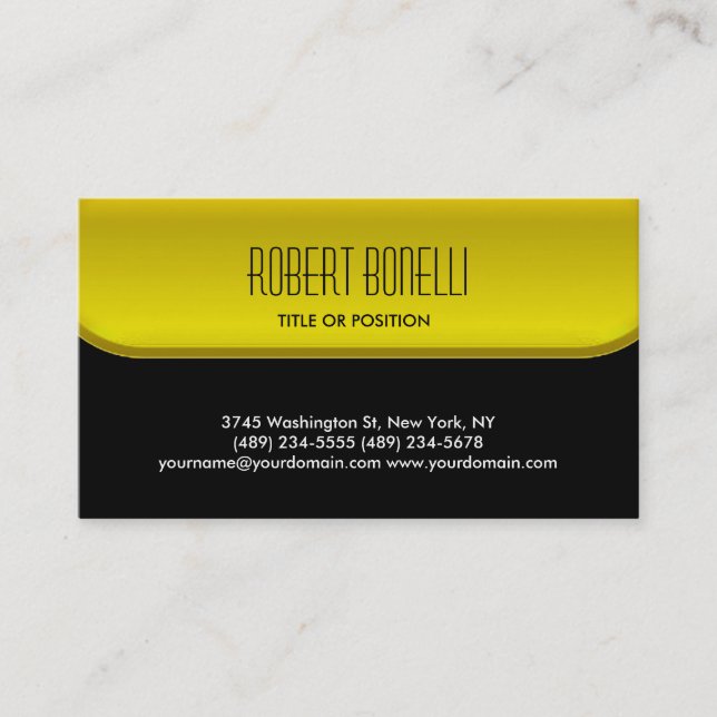 Charm Black Yellow Pattern Standard Business Card Visitenkarte (Vorderseite)