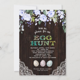 Charm Blue Blumen Lace Wood Egg Hunt Oster Einladung