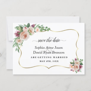 Charm Blush Champagne Blume Kalligrafie Hochzeit Save The Date