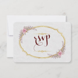 Charm Blush Floral Gold Rahmen White Wedding RSVP