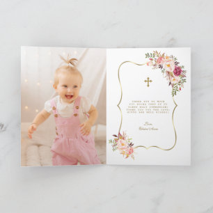 Charm Blush Pink Blume Girl Foto Heilige Kommune Dankeskarte