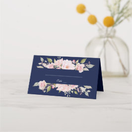 Charm Blush Pink Blütenblume Navy Blauer Hochzeit Platzkarte