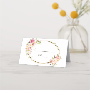 Charm Blush Pink Floral Gold Hochzeit Tischnummer Platzkarte