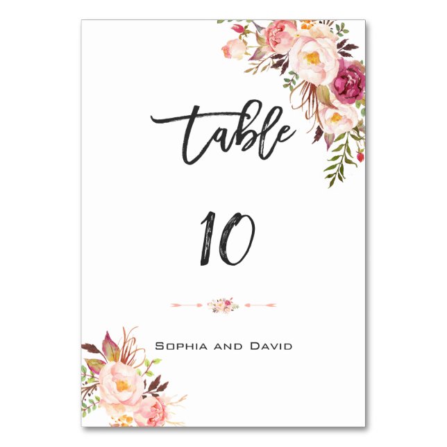 Charm Blush Pink Handwriting-Tischnummer Tischnummer (Rückseite)