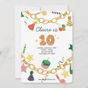 Charm Bracelet 10. Geburtstagsparty Einladung