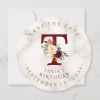 Charm Burgundy Blume Gold Marble Foto Geburtstag